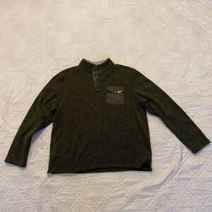 Woolrich Fleece 1/4 Snap Pull Over Green Sweater Jacket w/pocket‎ XL